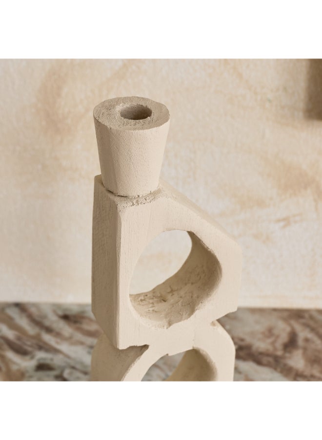 Home Box Decorative Resin Taper Candleholder - Beige - Image 3